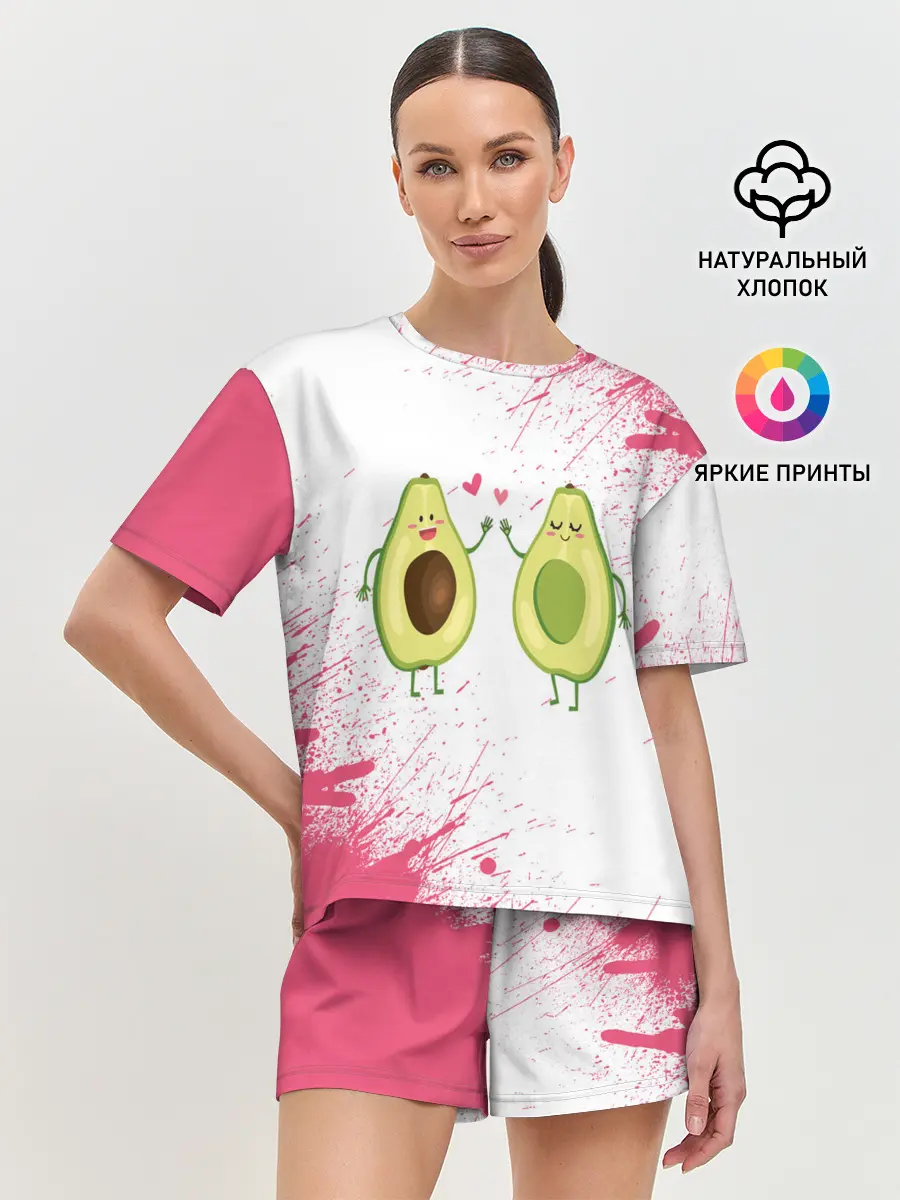 Женская пижама с шортами / Авокадо