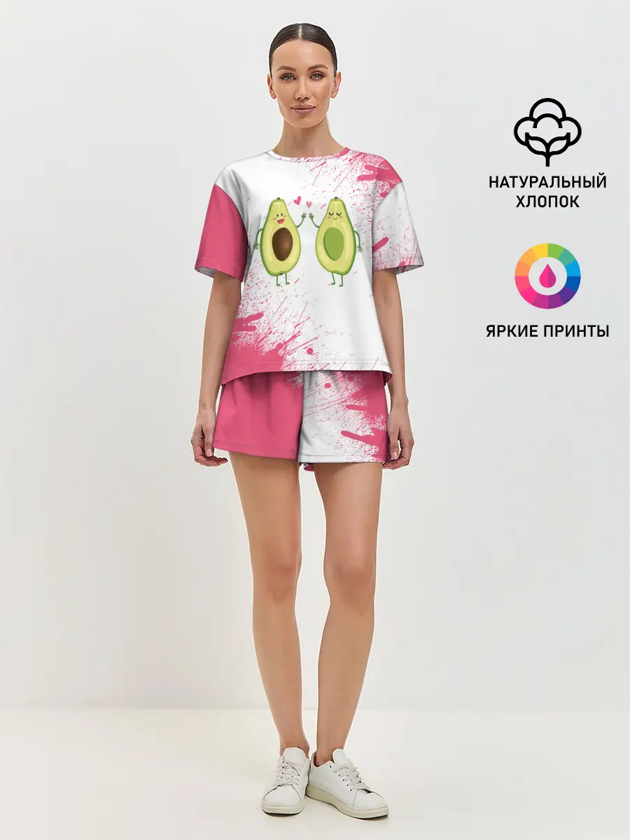 Женская пижама с шортами / Авокадо