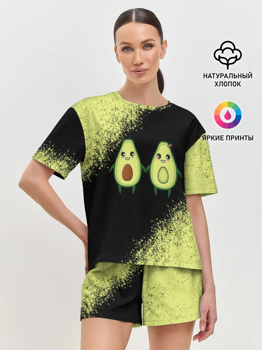 Женская пижама с шортами / Авокадо