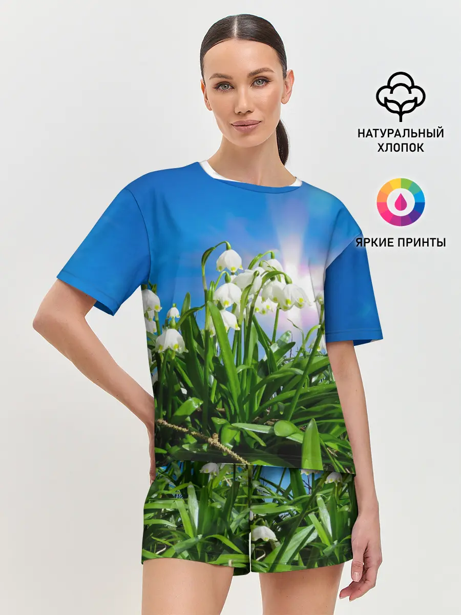 Женская пижама с шортами / Подснежники