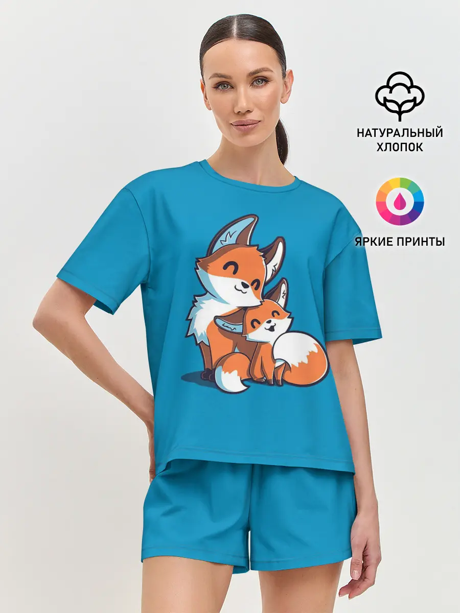 Женская пижама с шортами / Лисья семья