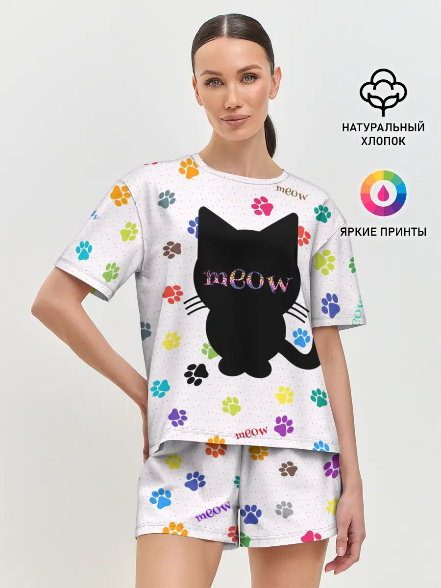 Женская пижама с шортами / Meow