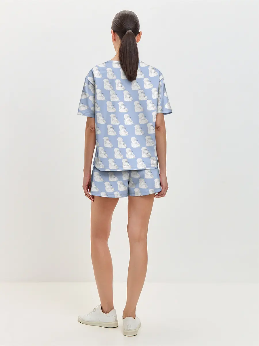 Женская пижама с шортами / Голубой мегамозг