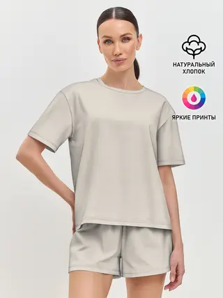 Женская пижама с шортами / Радуга v2 - бежевый