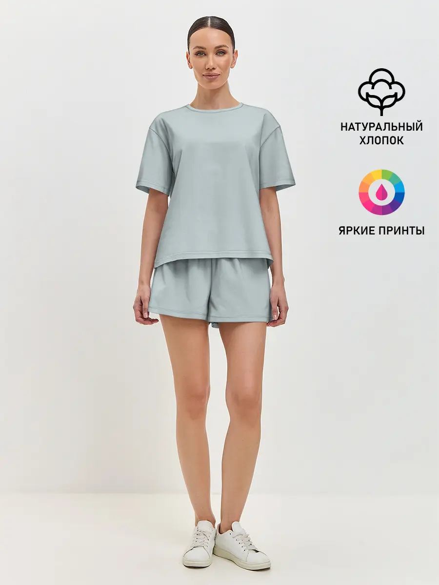 Женская пижама с шортами / Радуга v5 - голубой