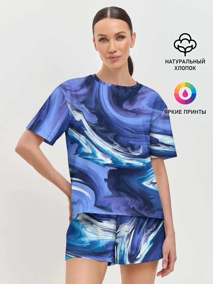 Женская пижама с шортами / Абстрактные волны