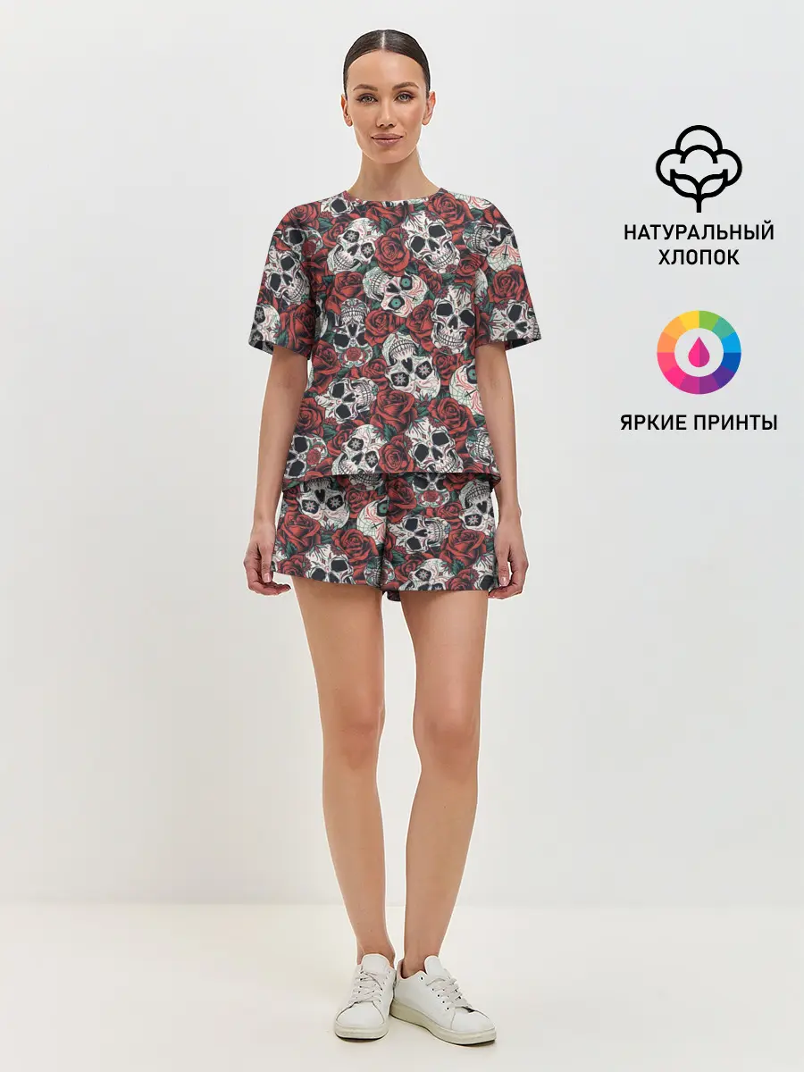 Женская пижама с шортами / halloween casual