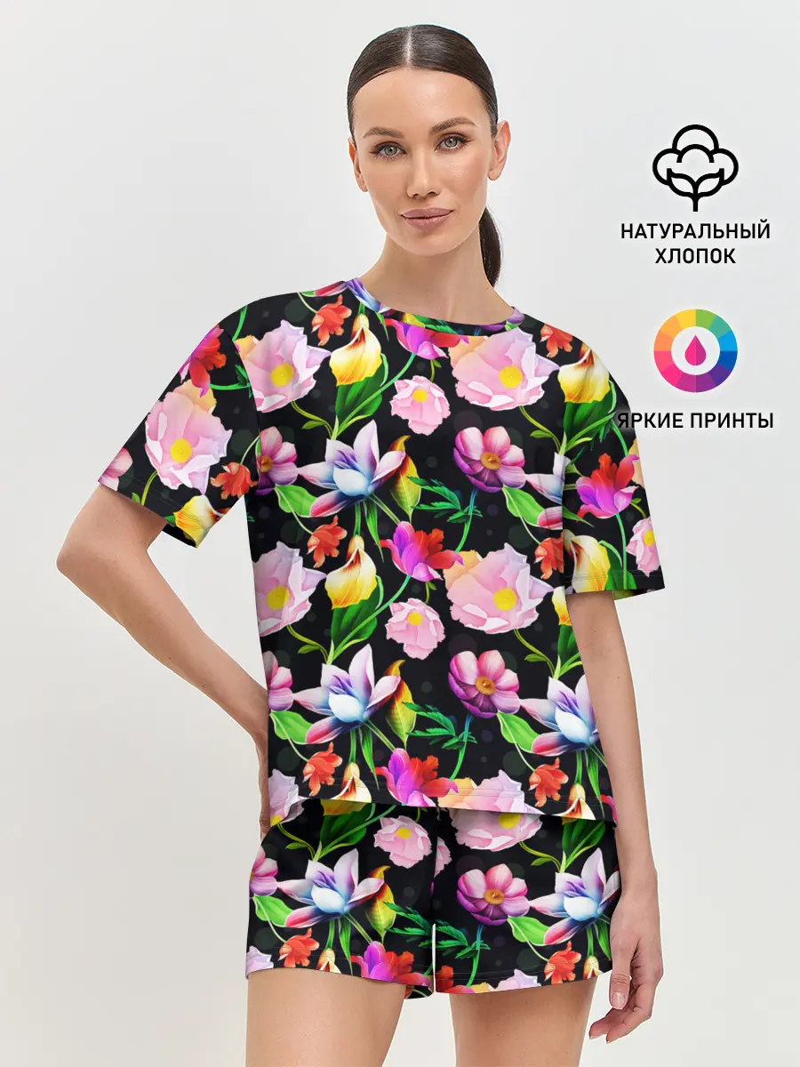 Женская пижама с шортами / Разноцветие