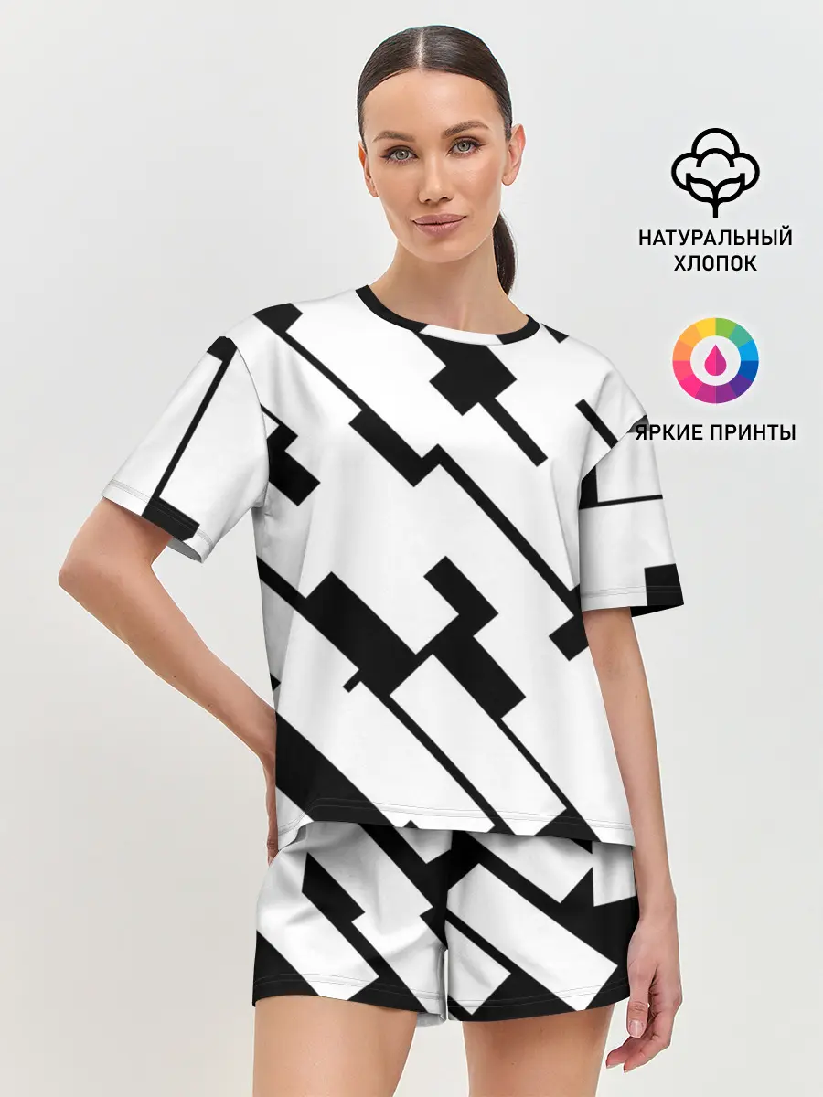 Женская пижама с шортами / ГЕОМЕТРИЯ,АБСТРАКЦИЯ,ПОЛОСЫ