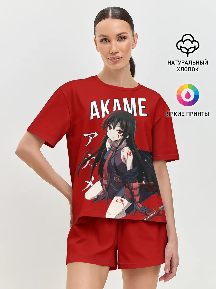 Женская пижама с шортами / Убийца Акаме на красном фоне