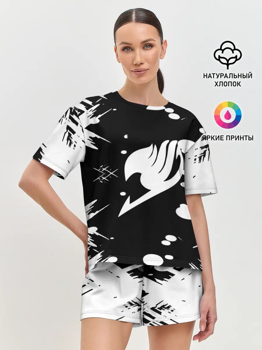 Женская пижама с шортами / Хвост Феи геометрия в чб