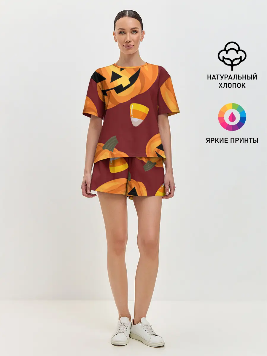 Женская пижама с шортами / Сладкие хэллоуин