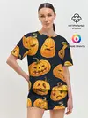 Женская пижама с шортами / Праздничные тыквы