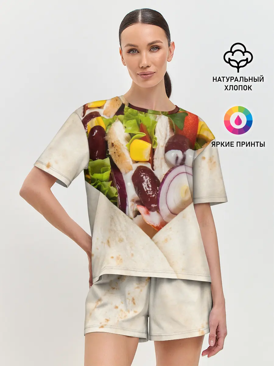 Женская пижама с шортами / Буррито