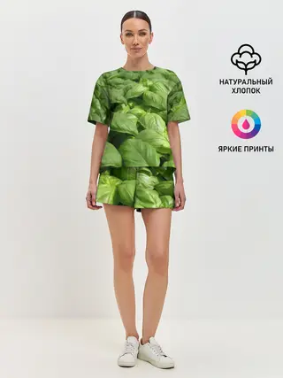 Женская пижама с шортами / Неоновый базилик