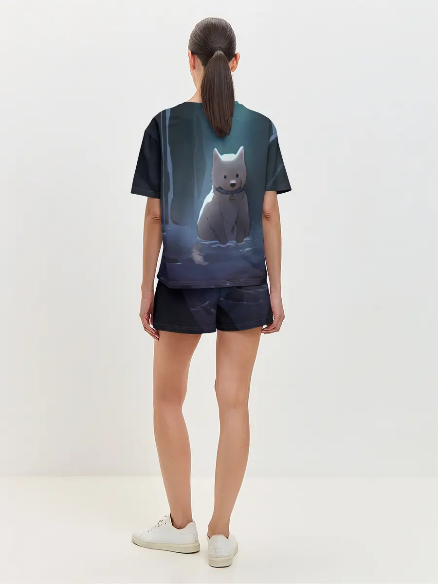 Женская пижама с шортами / Одинокий пес в озере слез