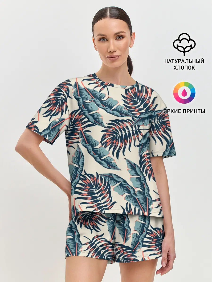 Женская пижама с шортами / Тихие тропики