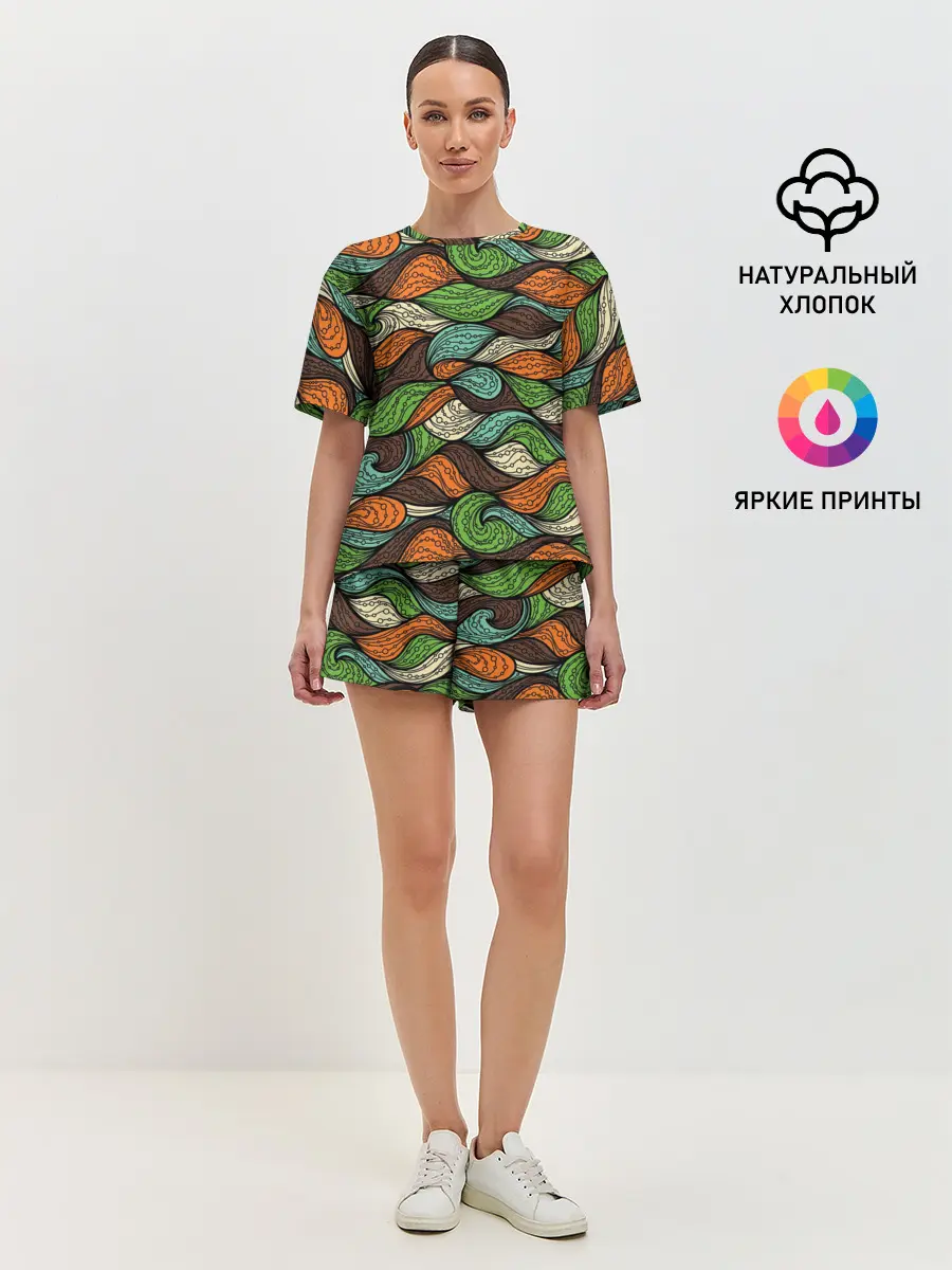 Женская пижама с шортами / Абстрактные волны
