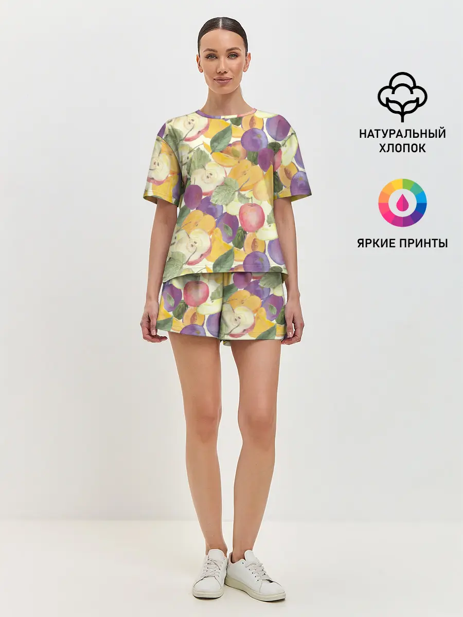 Женская пижама с шортами / Фрукты. Фруктовый сад