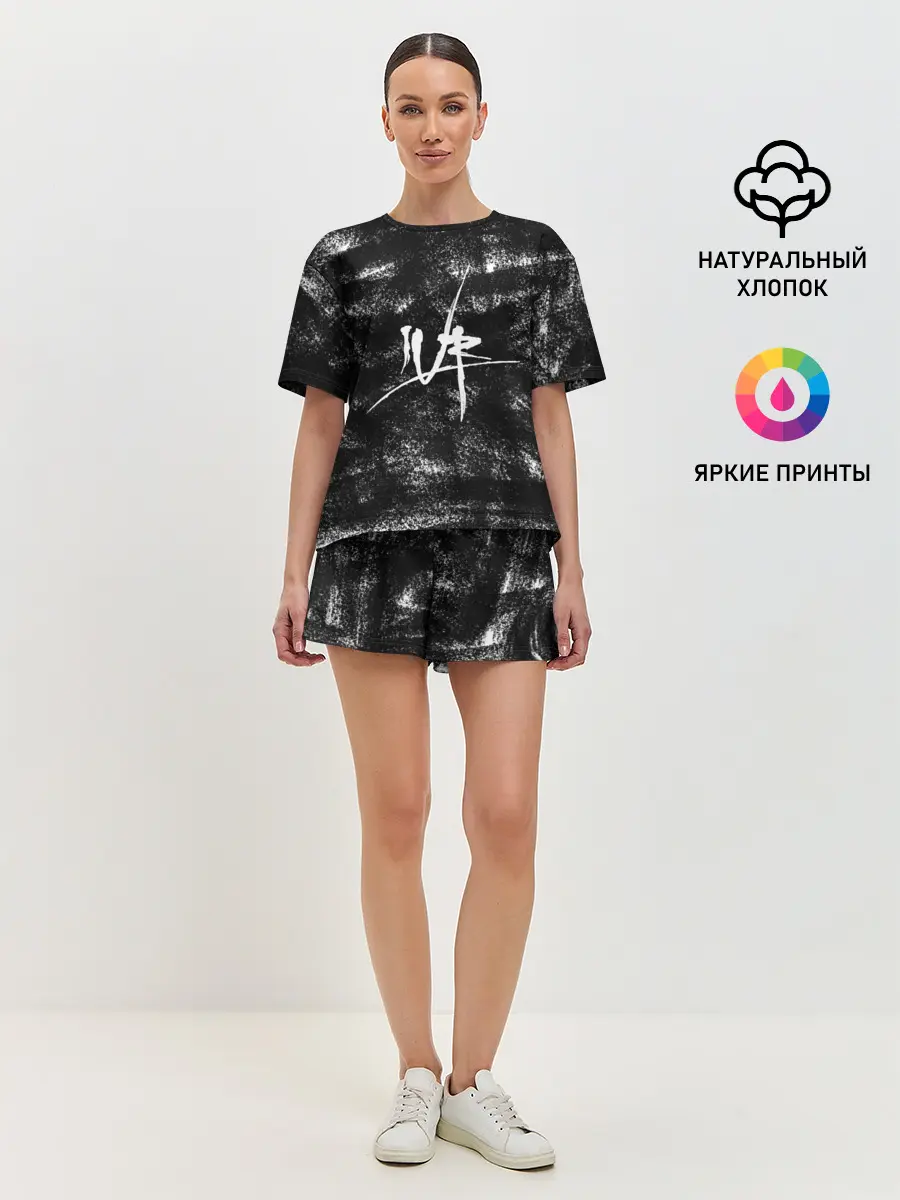 Женская пижама с шортами / Чёpнo-бeлый