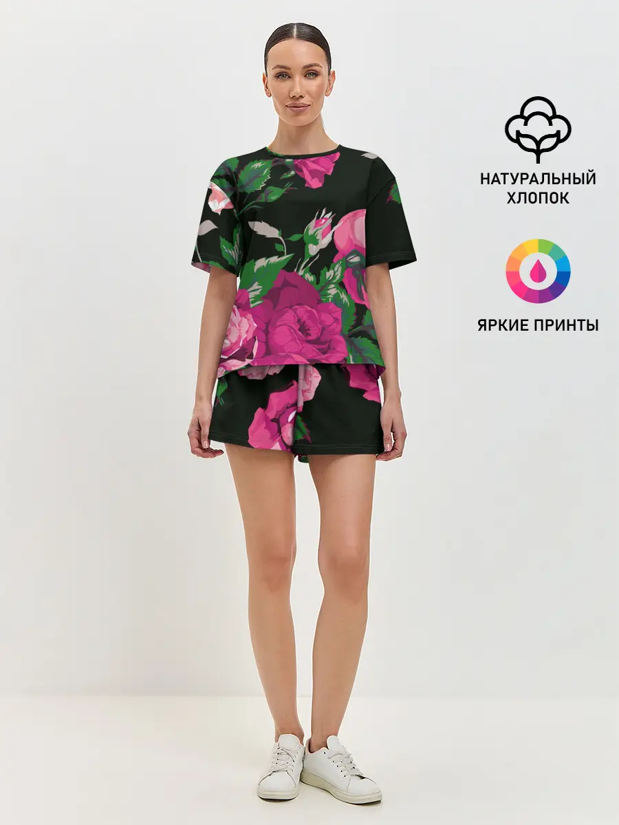 Женская пижама с шортами / Розы