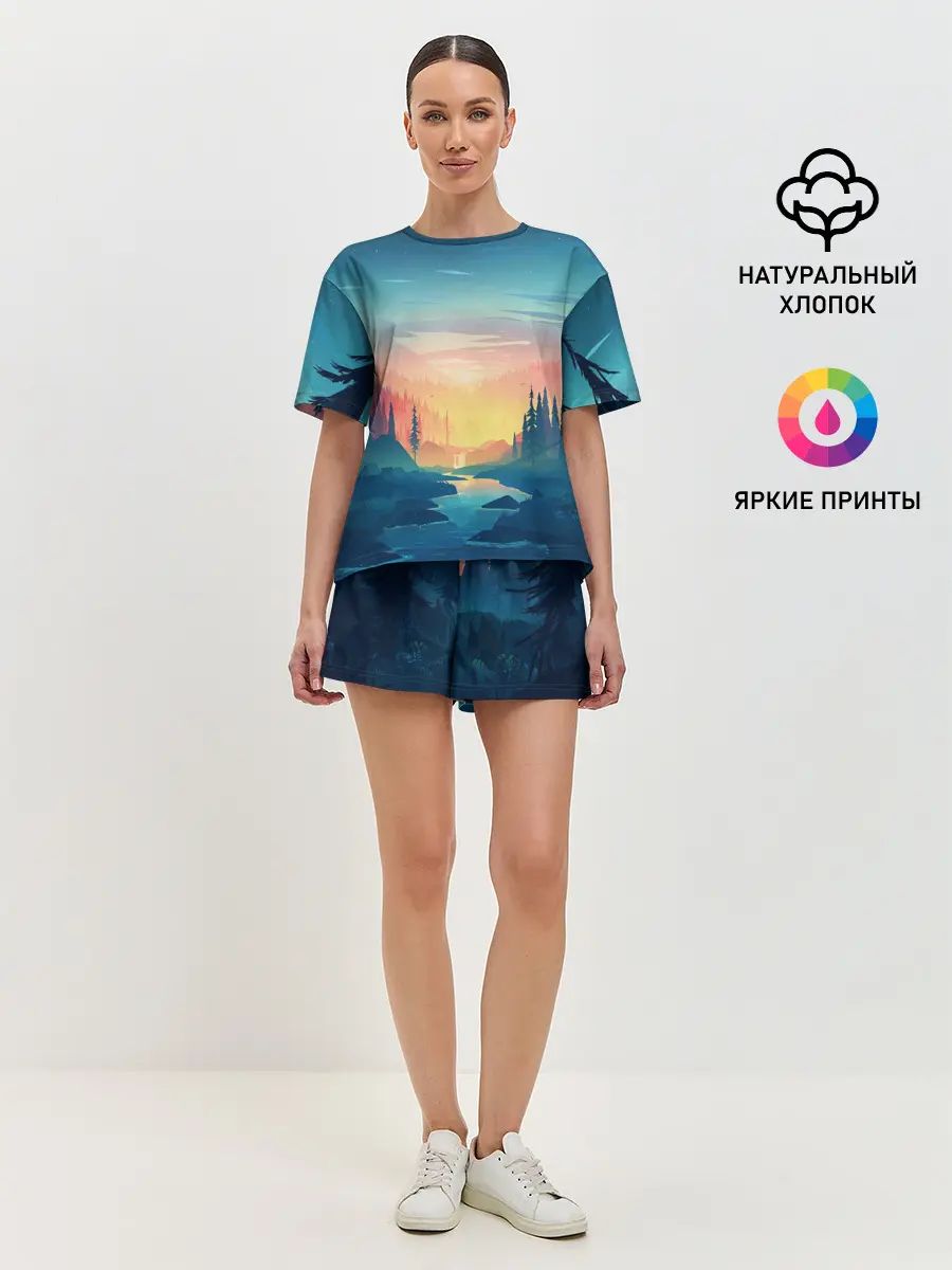 Женская пижама с шортами / Природа