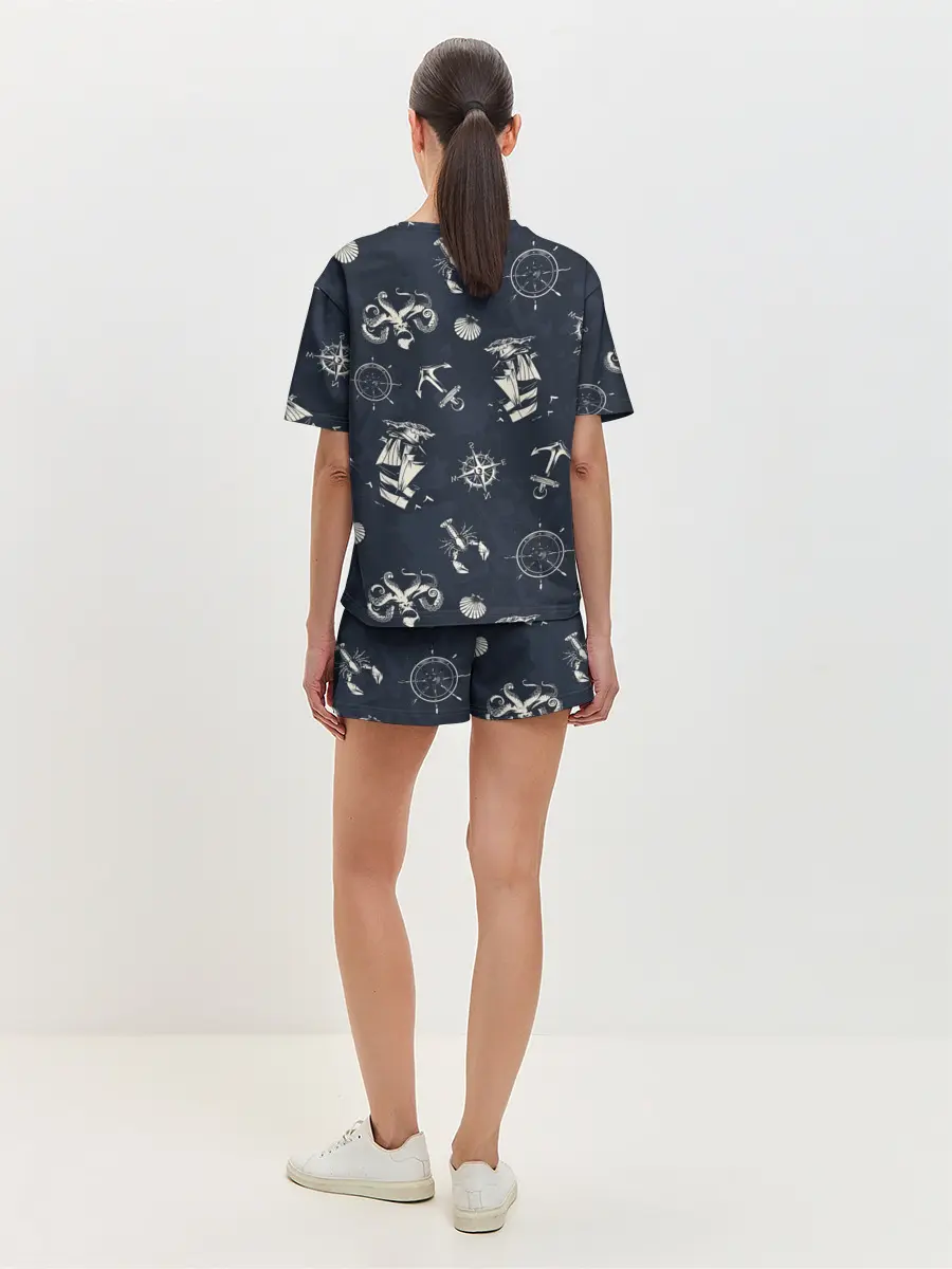 Женская пижама с шортами / Nautical art