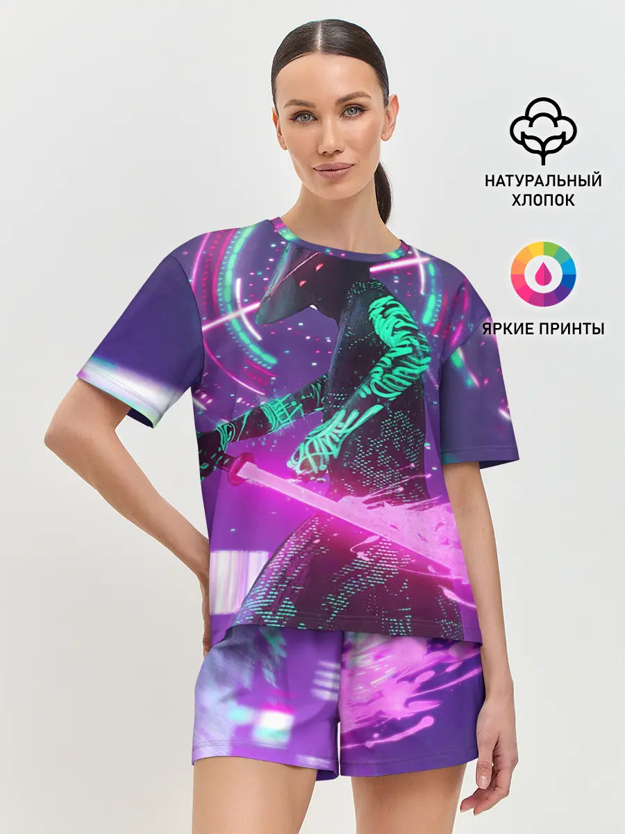 Женская пижама с шортами / Неоновый Самурай