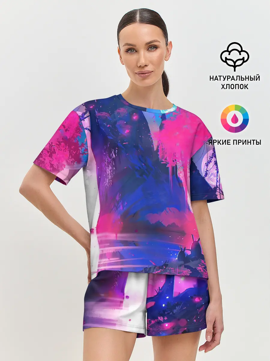 Женская пижама с шортами / Неоновые Краски