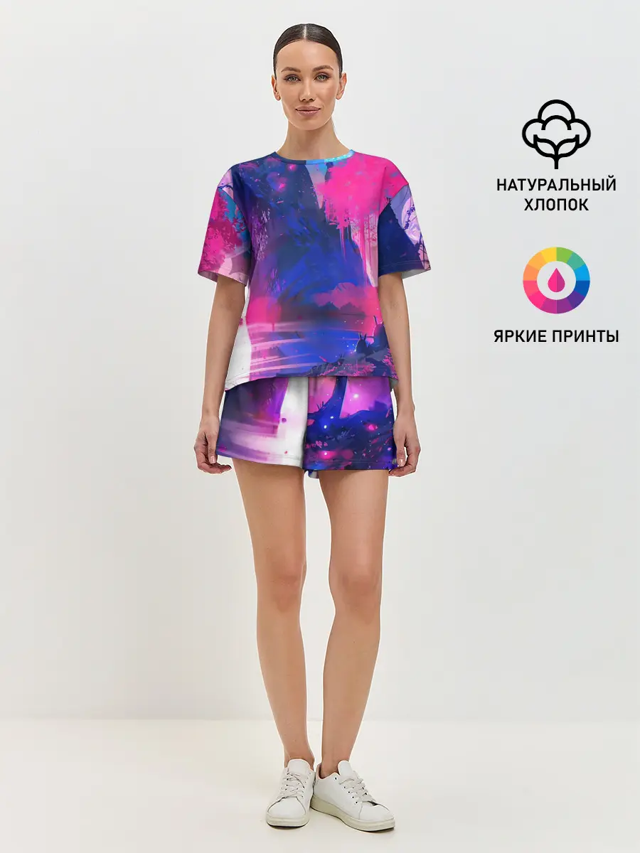 Женская пижама с шортами / Неоновые Краски