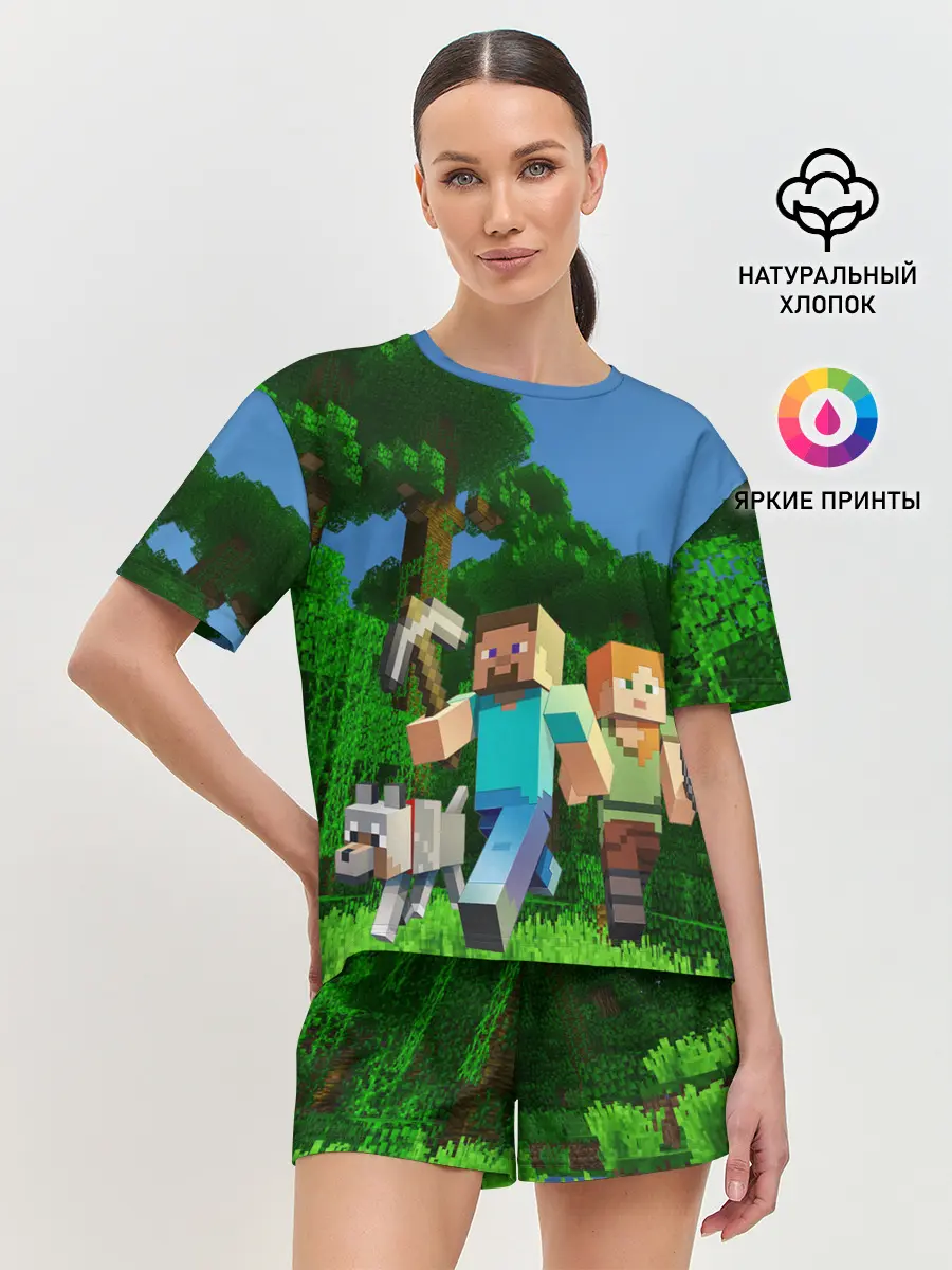 Женская пижама с шортами / minecraft