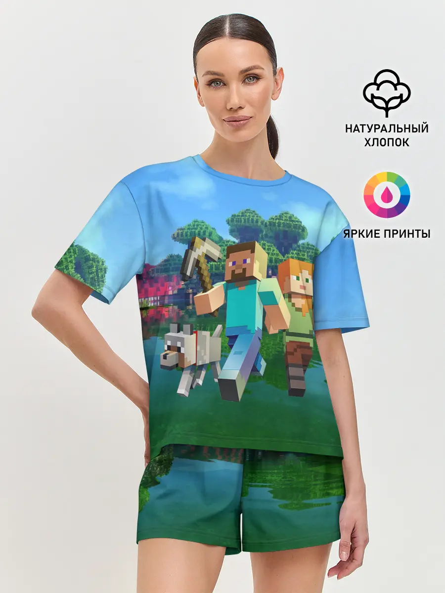 Женская пижама с шортами / minecraft