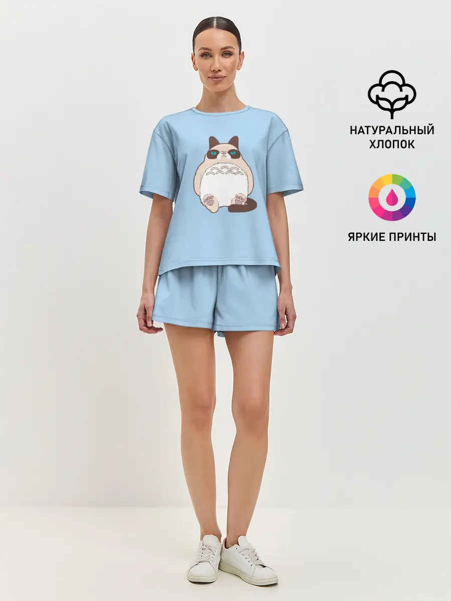 Женская пижама с шортами / Тоторный кот