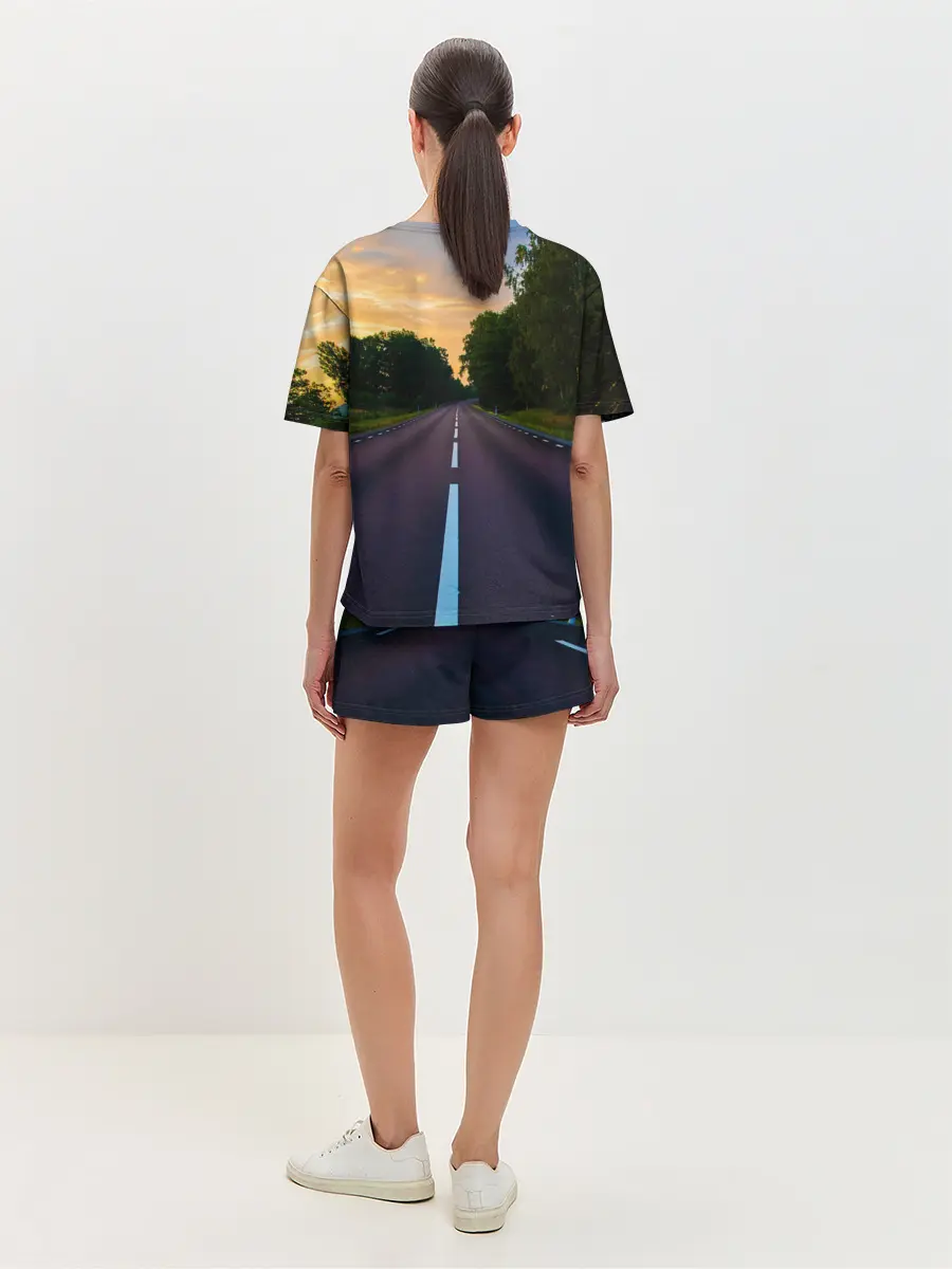 Женская пижама с шортами / дорога