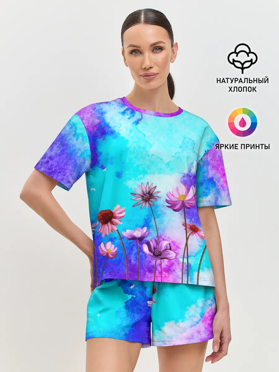 Женская пижама с шортами / Цветов аромат