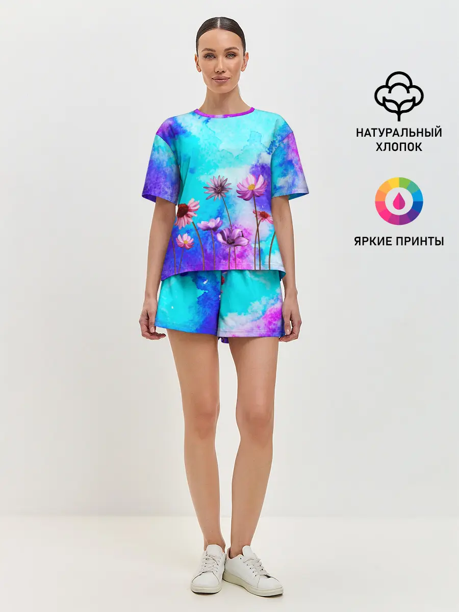 Женская пижама с шортами / Цветов аромат