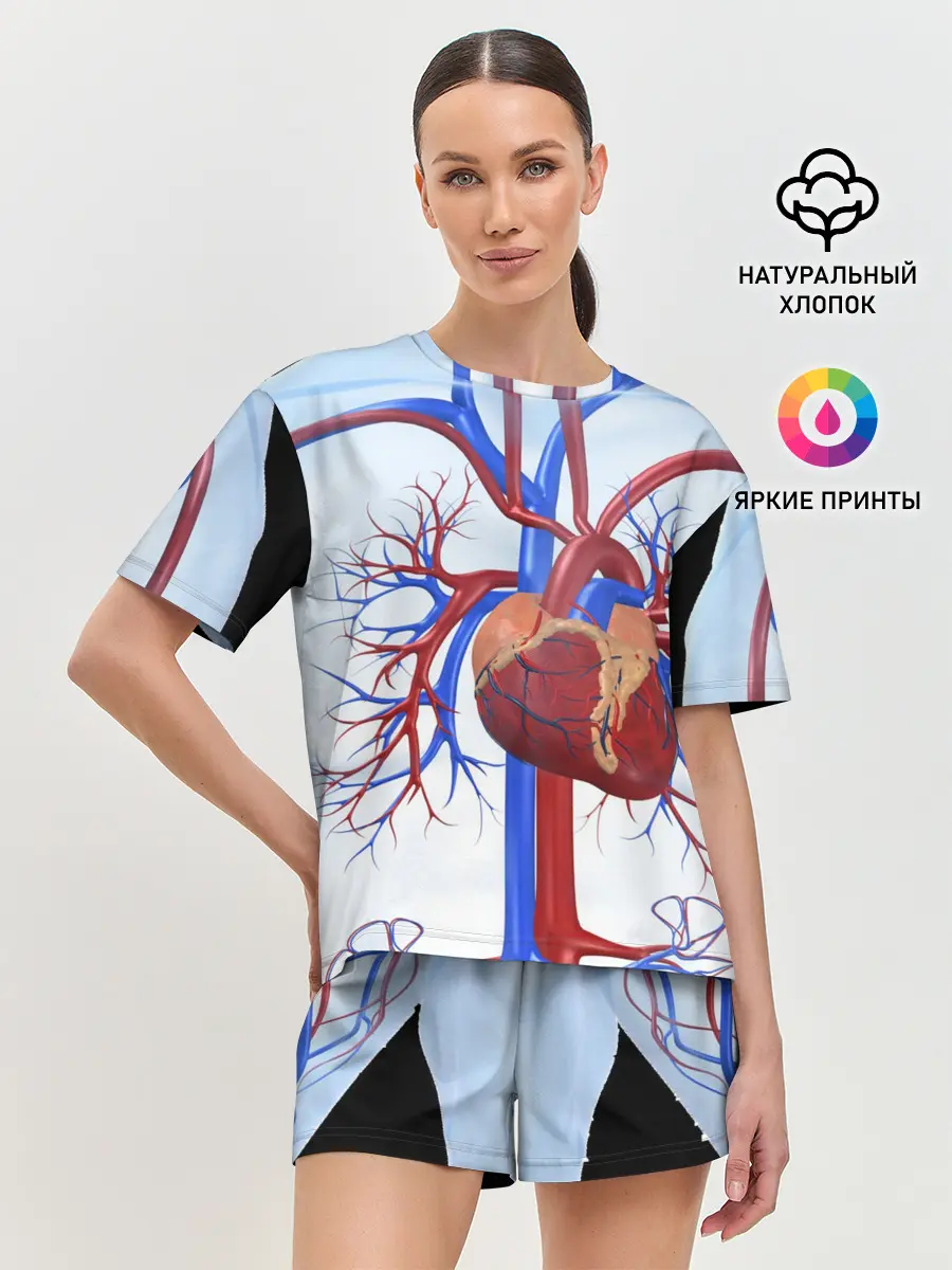 Женская пижама с шортами / Сердце