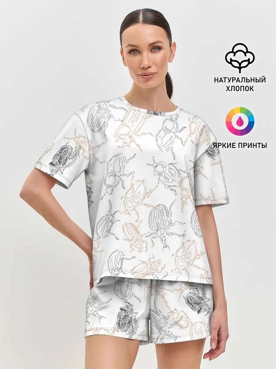 Женская пижама с шортами / Ползучие жучки