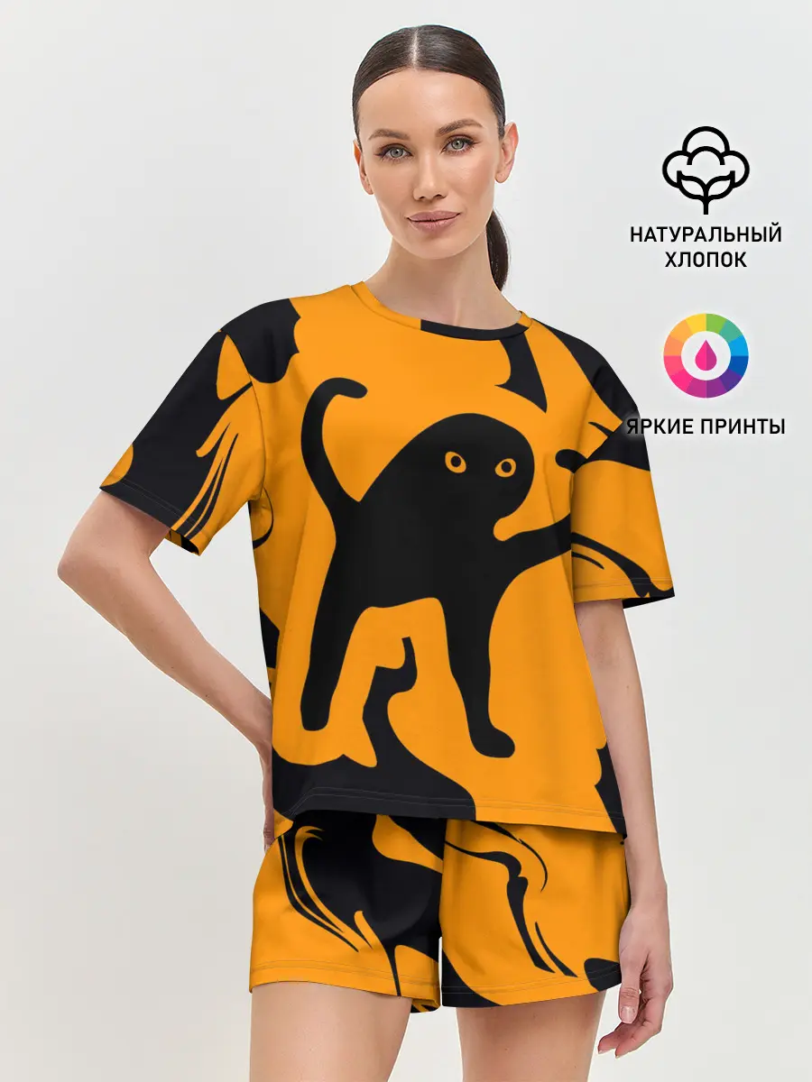 Женская пижама с шортами / Кот- мем