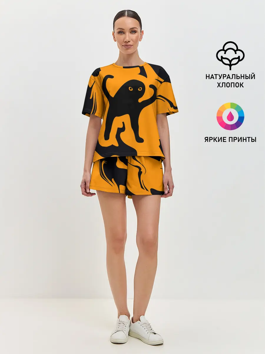 Женская пижама с шортами / Кот- мем