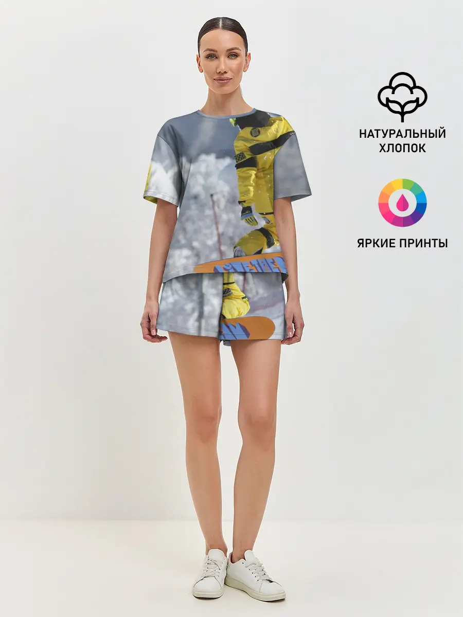 Женская пижама с шортами / сноубордист