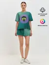 Женская пижама с шортами / Инопланетяша на зеленом фоне