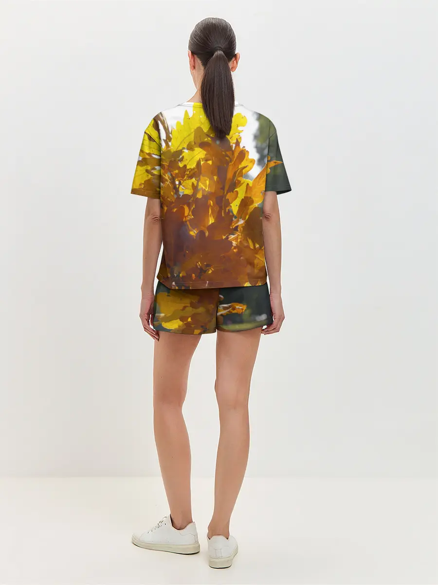 Женская пижама с шортами / Букет из осенних листьев