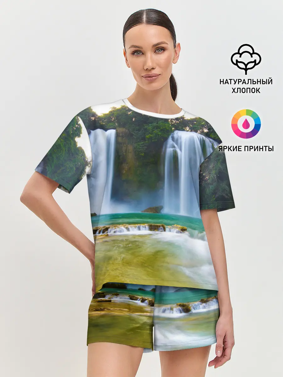 Женская пижама с шортами / водопад