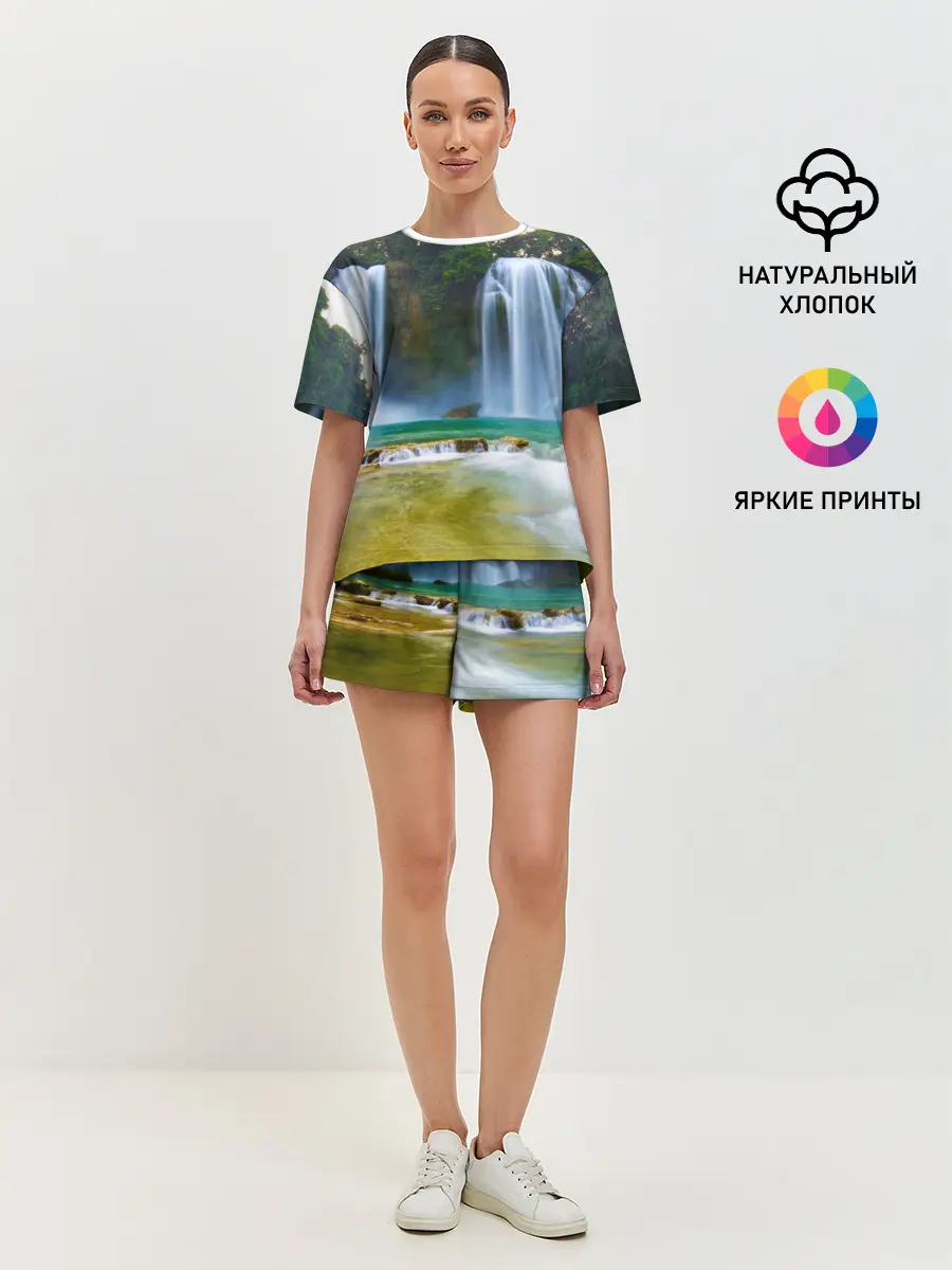 Женская пижама с шортами / водопад