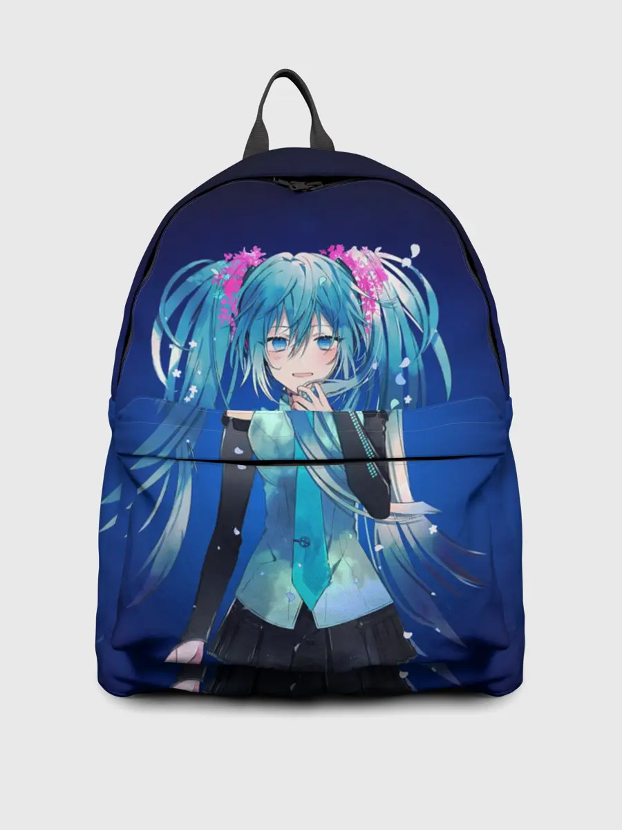 Рюкзак джинсовый / Hatsune Miku на черном фоне