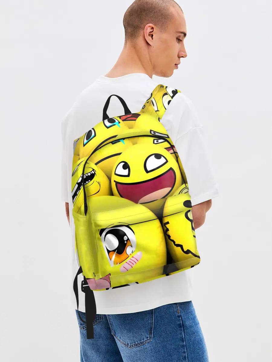 Рюкзак джинсовый / ЖЕЛТЫЕ СМАЙЛИКИ