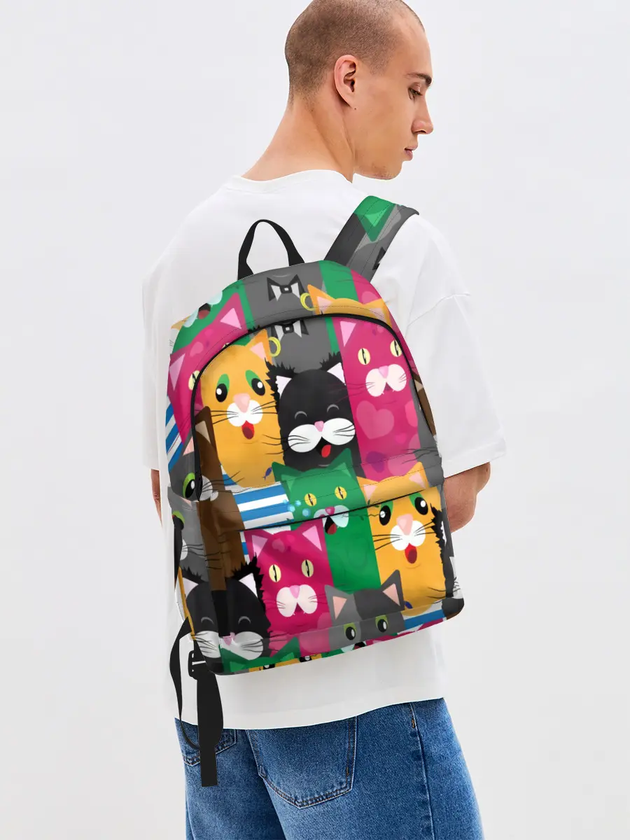 Рюкзак джинсовый / Голодные котики.