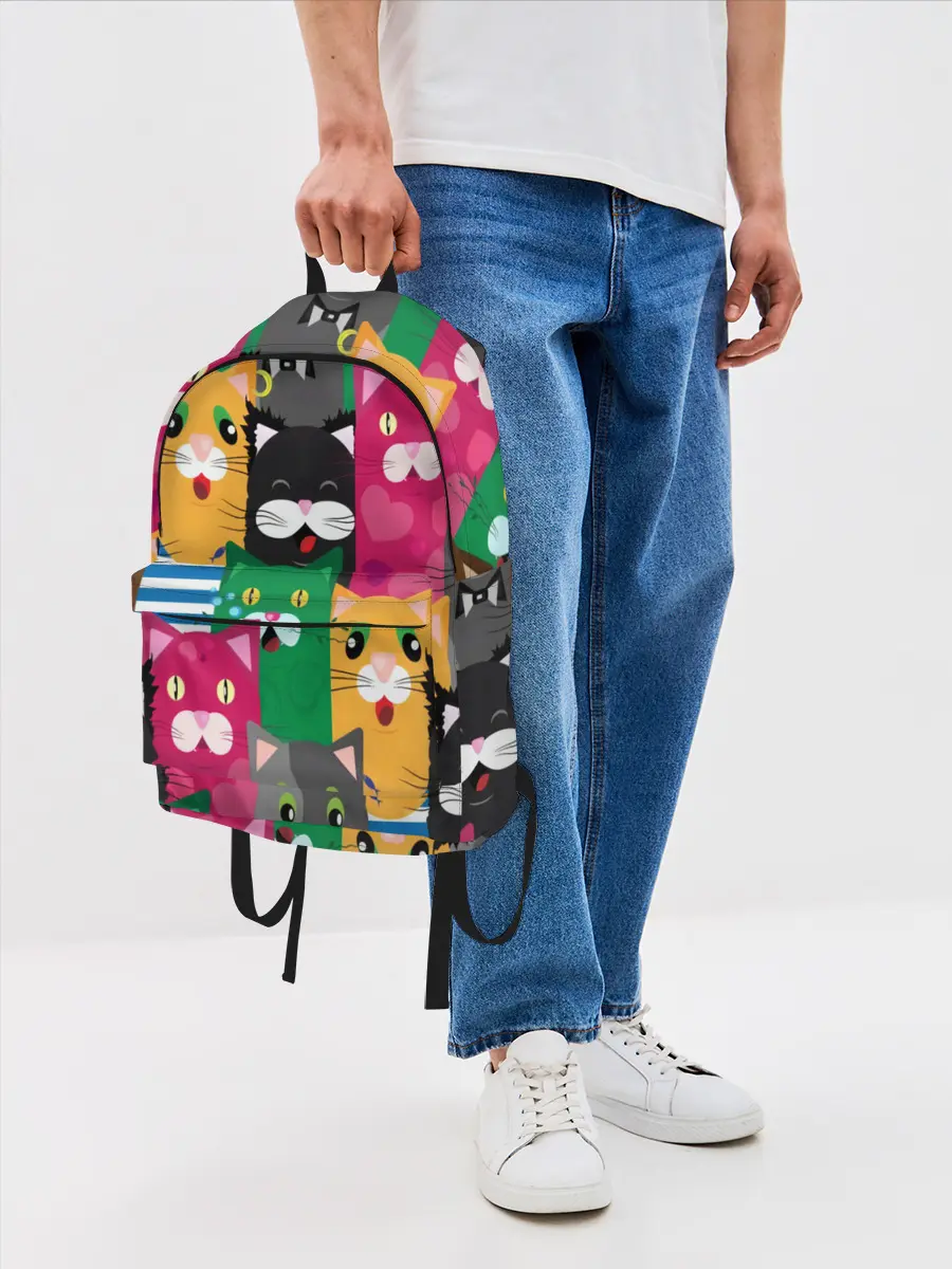 Рюкзак джинсовый / Голодные котики.