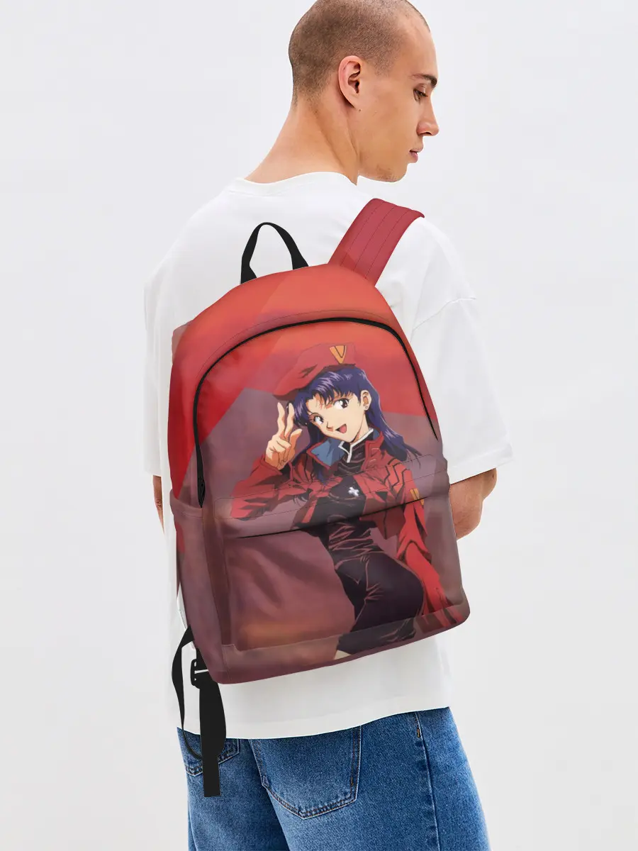 Рюкзак джинсовый / Misato Katsuragi на красном